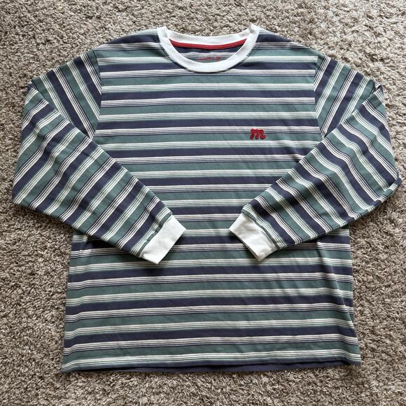 Manana Surfing Company Striped Long Sleeve T-Shirt Green Men’s Size XXL Boxy Fit - Picture 1 of 7
